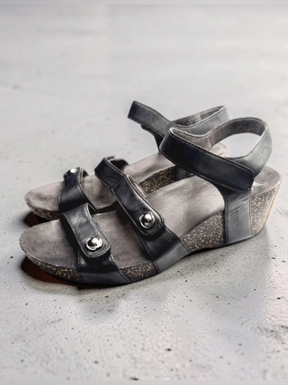 Dansko Savanah Black Waxy Burnished Wedge Sandals